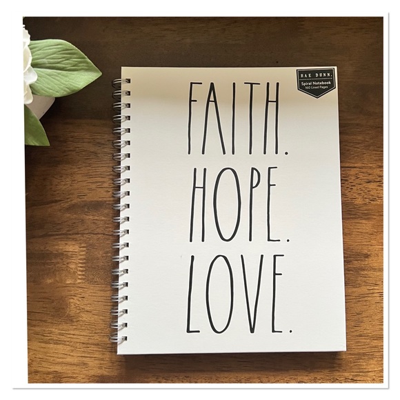 RAE DUNN 'Faith Hope Love' Spiral Hardcover Journal / Notebook - 160 Lined Pages